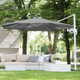 Wyld And Coco Garden Sun Cantilever Parasol With Crank, 300 X 300 Cm, Dark Grey Canopy, White Steel Pole, Weather Resistant - thumbnail 2