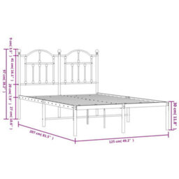 Berkfield Metal Bed Frame With Headboard White 120X200 Cm - thumbnail 9