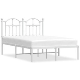Berkfield Metal Bed Frame With Headboard White 120X200 Cm - thumbnail 2