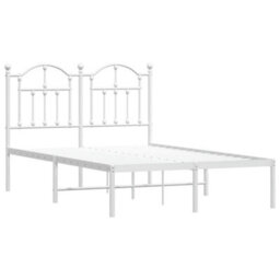 Berkfield Metal Bed Frame With Headboard White 120X200 Cm - thumbnail 4