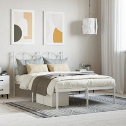 Berkfield Metal Bed Frame With Headboard White 120X200 Cm - thumbnail 1
