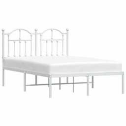 Berkfield Metal Bed Frame With Headboard White 120X200 Cm - thumbnail 3