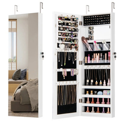 Costway 110 X 37Cm Jewelry Mirror Cabinet Wall/door Mounted Jewelry Armoire Organizer - image 1