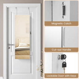 Costway 110 X 37Cm Jewelry Mirror Cabinet Wall/door Mounted Jewelry Armoire Organizer - thumbnail 9