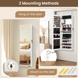 Costway 110 X 37Cm Jewelry Mirror Cabinet Wall/door Mounted Jewelry Armoire Organizer - thumbnail 8
