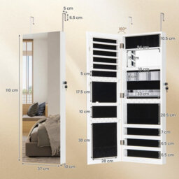 Costway 110 X 37Cm Jewelry Mirror Cabinet Wall/door Mounted Jewelry Armoire Organizer - thumbnail 2