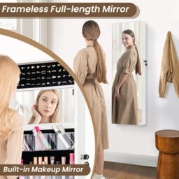 Costway 110 X 37Cm Jewelry Mirror Cabinet Wall/door Mounted Jewelry Armoire Organizer - thumbnail 6