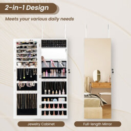 Costway 110 X 37Cm Jewelry Mirror Cabinet Wall/door Mounted Jewelry Armoire Organizer - thumbnail 7