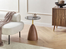 Beliani Side Table Wallis Tempered Glass Brown/ Black - thumbnail 2