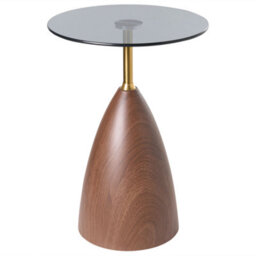 Beliani Side Table Wallis Tempered Glass Brown/ Black - thumbnail 1
