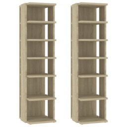 Berkfield Shoe Cabinets 2 Pcs Sonoma Oak 27.5X27X102 Cm - thumbnail 2