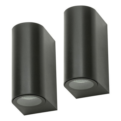 Litecraft Pack Of 2 Wye Black 2 Lamp Outdoor Wall Lights - image 1