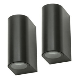 Litecraft Pack Of 2 Wye Black 2 Lamp Outdoor Wall Lights - thumbnail 1