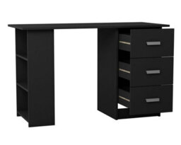 Urbn-Living Urbnliving 115Cm Width Large Computer Desk Office Makeup Vanity Dressing Black Table Bedroom Drawers Shelves - thumbnail 5