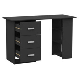 Urbn-Living Urbnliving 115Cm Width Large Computer Desk Office Makeup Vanity Dressing Black Table Bedroom Drawers Shelves - thumbnail 4