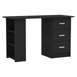 Urbn-Living Urbnliving 115Cm Width Large Computer Desk Office Makeup Vanity Dressing Black Table Bedroom Drawers Shelves - thumbnail 7