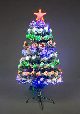 Shatchi 3Ft/90Cm Frosted Tips 8 Modes Fibre Optic Christmas Tree Led Pre-Lit - image 1