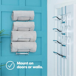 Livivo Over Door Towel Holder Rack Chrome 4 Tier Storage - thumbnail 5