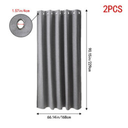 Living And Home Light Gray 2-Piece Blackout Double-Sided Linen/linen-Like Curtain Set, 168Cm X 229Cm - thumbnail 9
