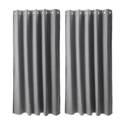 Living And Home Light Gray 2-Piece Blackout Double-Sided Linen/linen-Like Curtain Set, 168Cm X 229Cm