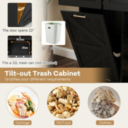 Rolling Kitchen Island With Drop Leaf Tilt Out Trash Can - thumbnail 6