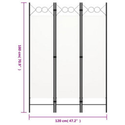 Berkfield Practical 3-Panel Room Divider Cream White 120X180 Cm - thumbnail 6