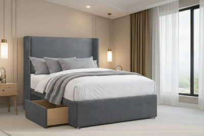"Nexus Portofino Plush Divan, Steel, 54"" Winged Hb, 2 Drawers Foot-End, Open Coil Mattress, Double" - image 1
