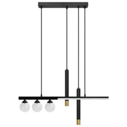 Long Life Lamps Company Led Bar 5 Light Black Ceiling Pendant Light Mini Glass Globes Slim Tubular H3135 - thumbnail 4