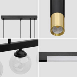 Long Life Lamps Company Led Bar 5 Light Black Ceiling Pendant Light Mini Glass Globes Slim Tubular H3135 - thumbnail 6