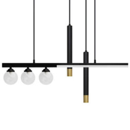 Long Life Lamps Company Led Bar 5 Light Black Ceiling Pendant Light Mini Glass Globes Slim Tubular H3135 - thumbnail 3