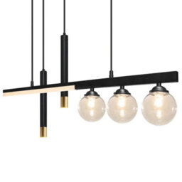 Long Life Lamps Company Led Bar 5 Light Black Ceiling Pendant Light Mini Glass Globes Slim Tubular H3135 - thumbnail 5