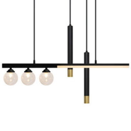 Long Life Lamps Company Led Bar 5 Light Black Ceiling Pendant Light Mini Glass Globes Slim Tubular H3135 - thumbnail 1