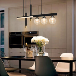 Long Life Lamps Company Led Bar 5 Light Black Ceiling Pendant Light Mini Glass Globes Slim Tubular H3135 - thumbnail 8