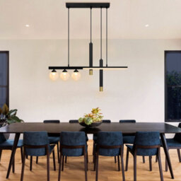 Long Life Lamps Company Led Bar 5 Light Black Ceiling Pendant Light Mini Glass Globes Slim Tubular H3135 - thumbnail 9