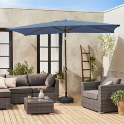 Sweeek - 2X3M Rectangular Centre Pole Parasol Touquet Grey Blue
