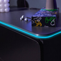 X Rocker Carbon-Tek Led Chest Of 3 Drawers - Grey / Red Rgb - thumbnail 4