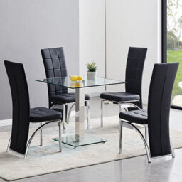 Furniture in Fashion Hartley Clear Glass Dining Table With 4 Ravenna Black Chairs - thumbnail 1