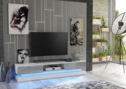 Bloom Tv Unit 180Cm White & Grey With High Gloss Doors And Led Lighting - Creative Furniture - thumbnail 5