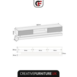 Bloom Tv Unit 180Cm White & Grey With High Gloss Doors And Led Lighting - Creative Furniture - thumbnail 3