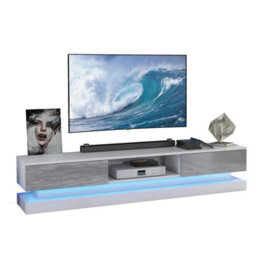 Bloom Tv Unit 180Cm White & Grey With High Gloss Doors And Led Lighting - Creative Furniture - thumbnail 6
