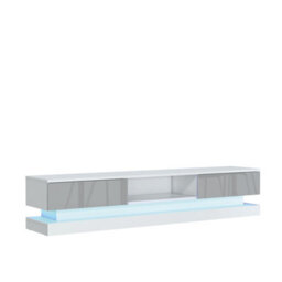 Bloom Tv Unit 180Cm White & Grey With High Gloss Doors And Led Lighting - Creative Furniture - thumbnail 7