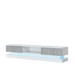 Bloom Tv Unit 180Cm White & Grey With High Gloss Doors And Led Lighting - Creative Furniture - thumbnail 8
