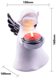 Netagon St Helens Home And Garden Ceramic Winged Angel Tealight Holder Silver - thumbnail 2