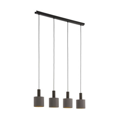 Elegant Dark Brown Pendant Ceiling Light With Cappuccino Gold Fabric Shade - image 1