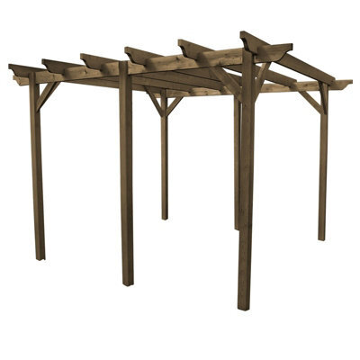 Rutland County Garden Furniture Garden Pergola 6 Posts - Wood - L240 X W540 X H270 Cm - Rustic Brown - image 1