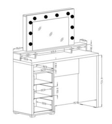 Arte Diva 49 Dressing Table In White - 1200mm X 1360mm X 400mm - Luxurious Vanity With Led Lighting - thumbnail 3
