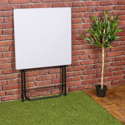 Urbn-Living Urbnliving Height 75Cm Large Folding Side Table Patio Indoor Outdoor Furniture Colour White Coffee Drink Summer Metal Legs - thumbnail 4