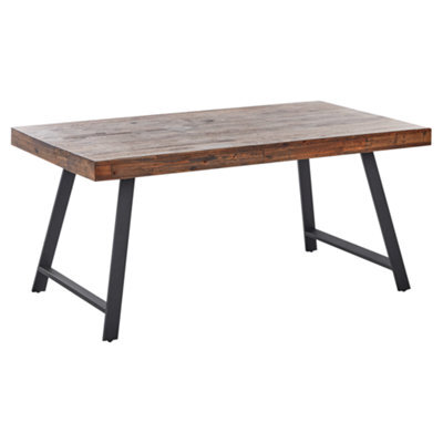 Beliani Dining Table Warton Dark Brown 160 Cm 90 Cm Pine Wood - image 1