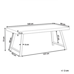 Beliani Dining Table Warton Dark Brown 160 Cm 90 Cm Pine Wood - thumbnail 3