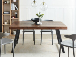 Beliani Dining Table Warton Dark Brown 160 Cm 90 Cm Pine Wood - thumbnail 2